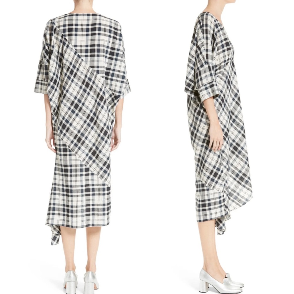 NWT RACHEL COMEY sz 6 Grateful Midi Dress 100% Cotton Plaid V-neck Short Sleeve